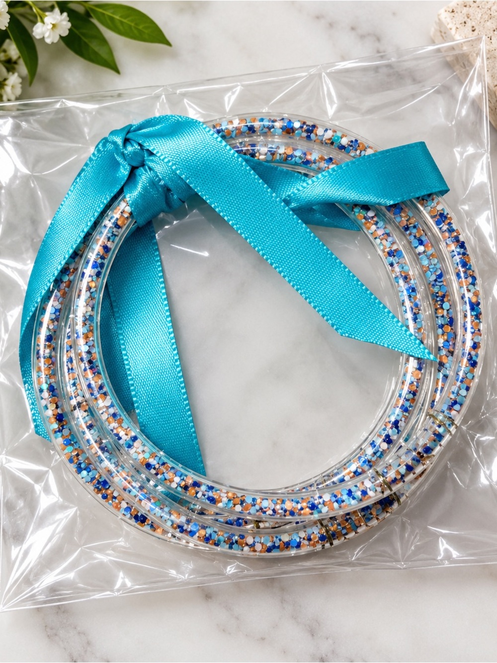 Turquoise Confetti Bangle Bracelet Set - Home Party Supplies